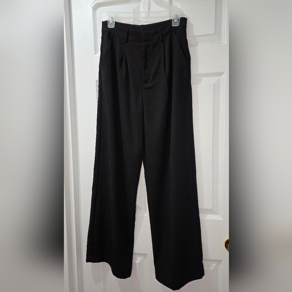 High-Waist Wide Leg Black Trousers - Sleek Women's Pants - Picture 2 of 6